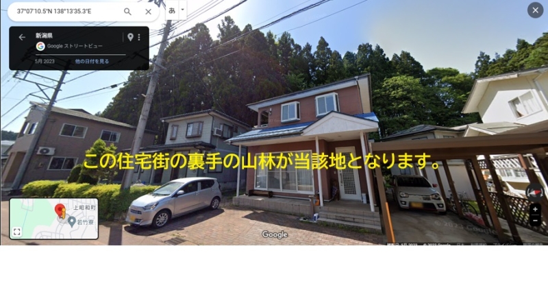 新潟県上越市の山林3筆　339㎡(約102坪）　住宅街の山林