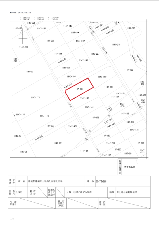 栃木県那須町の山林　４０３㎡　４０万円